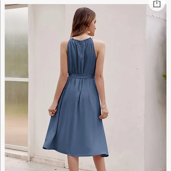 Like New Powder/Dusty Blue Casual Summer Dress - Picture 4 of 9